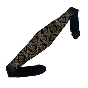 Vintage Carla Marchi Beaded Evening Black/Gold Waist Belt OS